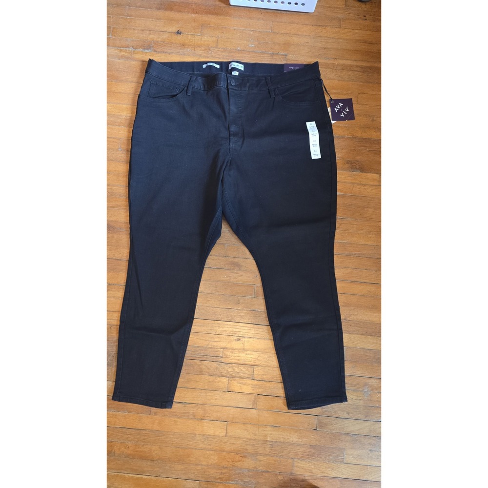 Ava & Viv Womens Plus Size 24 Black High Rise Skinny Jeans Comfort Waist NWT